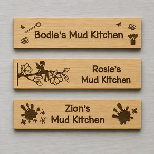 Frontpage: Personalised Engraved Mud Kitchen Sign