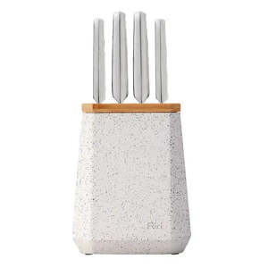 Furi: Furi Stone Knife Block Set Black and White Terrazzo 5 Piece