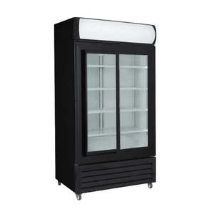 Thermaster Two Sliding Glass Door Upright Drink Fridge Black LG-1000SDBP