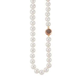 Simply Italian Pearl Necklace: 12-15mm Graduated White Pearl Necklace 19" with Fume Clasp