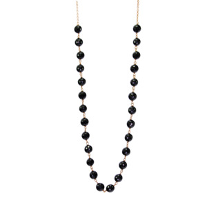 Black Agate & Rose Gold Necklace - 46cm