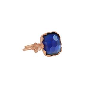 Simply Italian Delicata Collection: Blue Square Gemstone & Flower Ring - $115 RRP