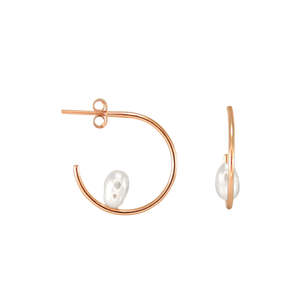Single Pearl Hoop Earrings