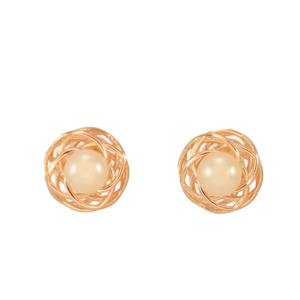Simply Italian Bridal Collection: Rose Gold Nest with Pearl Earrings