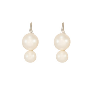 Simply Italian Bridal Collection: White Double Pearl Silver Earrings - $284 RRP
