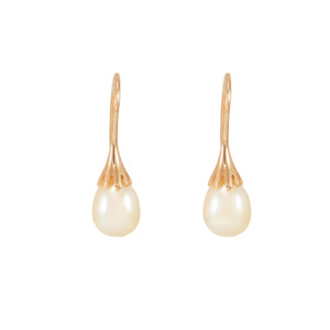 White Pearl Claw Drop Earrings