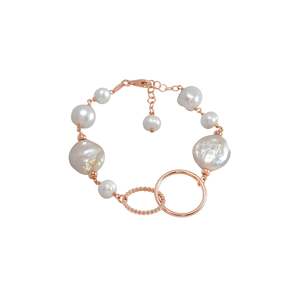 Simply Italian Bridal Collection: Pearl, Coin Pearl & Circle Link Bracelet