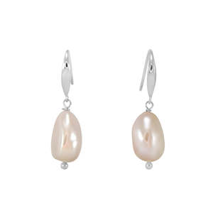 Simply Italian Bridal Collection: Pink Baroque Pearl Earrings - Silver