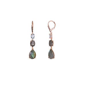 Simply Italian Clearance: Labradorite, Blue Topaz & Black Spinel Drop Earrings - $595.00 RRP