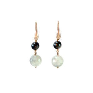 Simply Italian Clearance: Cloudy Quartz & Black Agate Drop Earrings - $129 RRP