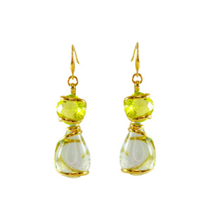 Green Austrian Crystal & Murano Glass Earrings
