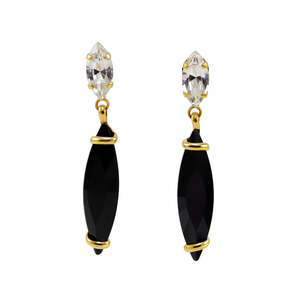 Di Lusso: Clear Crystal & Black Teardrop Earrings