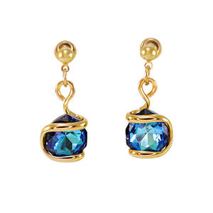 Crystal Drop Stud Earrings: Blue Crystal Stud Drop Earrings