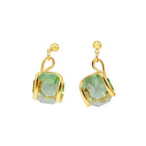Mint Green Crystal Drop Earrings