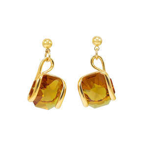 Golden Crystal Drop Earrings