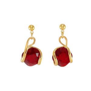Crystal Drop Stud Earrings: Red Crystal Drop Stud Earrings