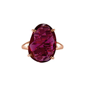 Dark Pink Oval Crystal Ring - $197 RRP