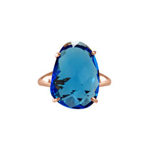 Bright Blue Oval Crystal Ring - $197 RRP
