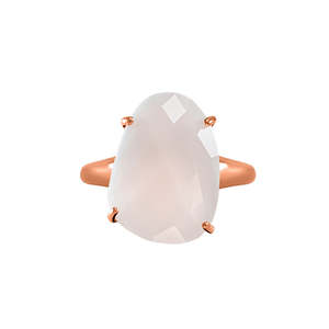 Oval Crystal Rings: White Oval Crystal Ring - $197 RRP