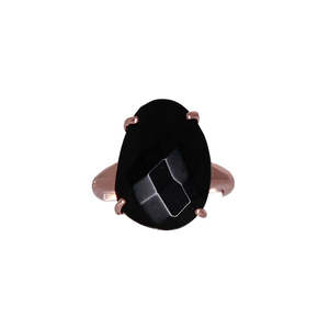 Oval Crystal Rings: Black Oval Crystal Ring - $197 RRP