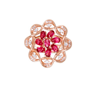 Pink Crystal & Rose Gold Filigree Ring - $273 RRP