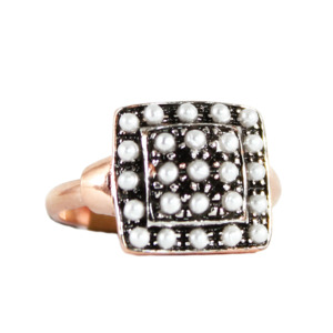 Square Rose Gold Ring: Square Pearl & Rose Gold Ring