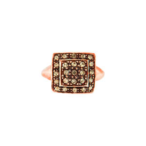 Square Rose Gold Ring: Square Crystal & Rose Gold Ring