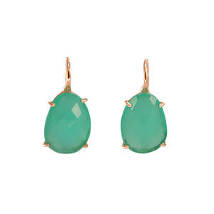 Oval Crystal Earrings: Light Green Oval Crystal Earrings - $215 RRP