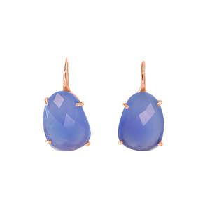 Oval Crystal Earrings: Blue Oval Crystal Earrings - $215 RRP