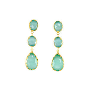 Triple Drop Earrings: Aqua Stone Triple Drop Earrings - $229 RRP