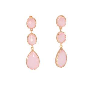Triple Drop Earrings: Pink Stone Triple Drop Earrings - $229 RRP