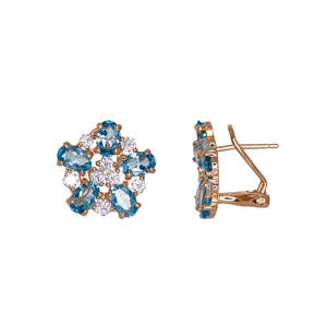 Flower Earrings: Blue Topaz Flower Earrings - $460.00 RRP