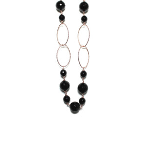 Black Agate Link Rose Gold Necklace