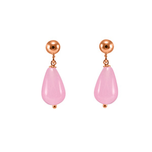 Pink Jade Teardrop Stud