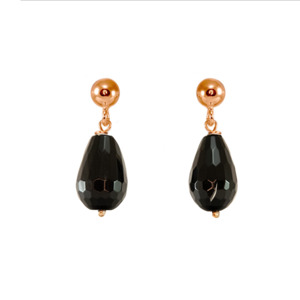 Agate Teardrop Stud: Black Agate Teardrop Stud