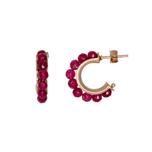 Red Gemstone Hoop Earrings - $153 RRP