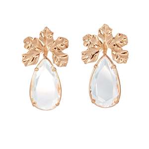 5 Leaf Rose Gold with Large Clear Teardrop - $348 RRP