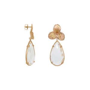 Clear 3 Leaf Teardrop Earrings - $309 RRP