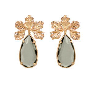Large Champagne Teardrop: 5 Leaf Rose Gold with Large Smoke Teardrop - $348 RRP