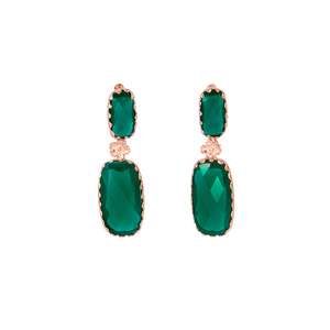 Rectangle Drop Earrings: Green Rectangle Drop Earrings - $203 RRP