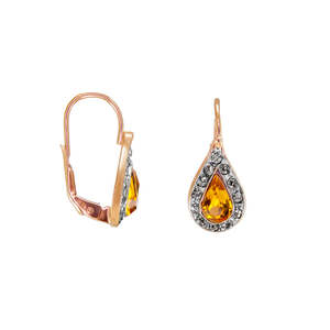Crystal Teardrop Earrings: Golden Crystal Teardrop Earrings