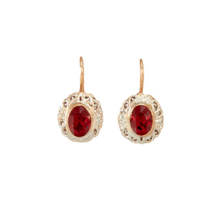 Crystal Oval Earrings: Red Crystal Oval Earrings