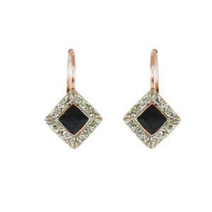 Onyx & Crystal Square Drop Earrings