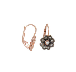 Crystal Flower Earrings with Pearl Centre
