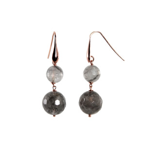 Double Drop Earrings: Cloudy Quartz Double Drop Earrings