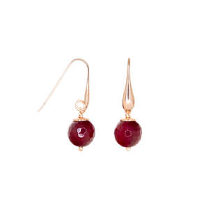 Single Drop Earrings Small: Ruby Agate Single Drop Earrings Small
