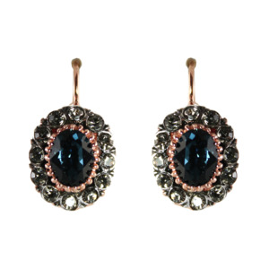 Crystal Oval Drop Earrings: Dark Blue Crystal Oval Earrings