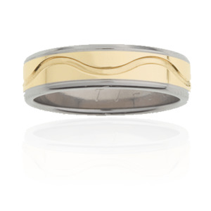Products: Titanium Wedding Rings with Gold Wave Pattern