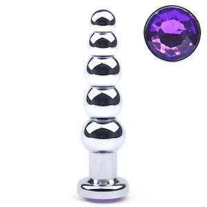 His: Sinful Metalic Long Rib 14cm Purple Diamante Butt Plug