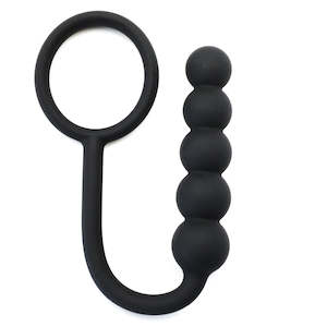 His: Sinful 8.5cm Black Silicone Anal Beads with Ring